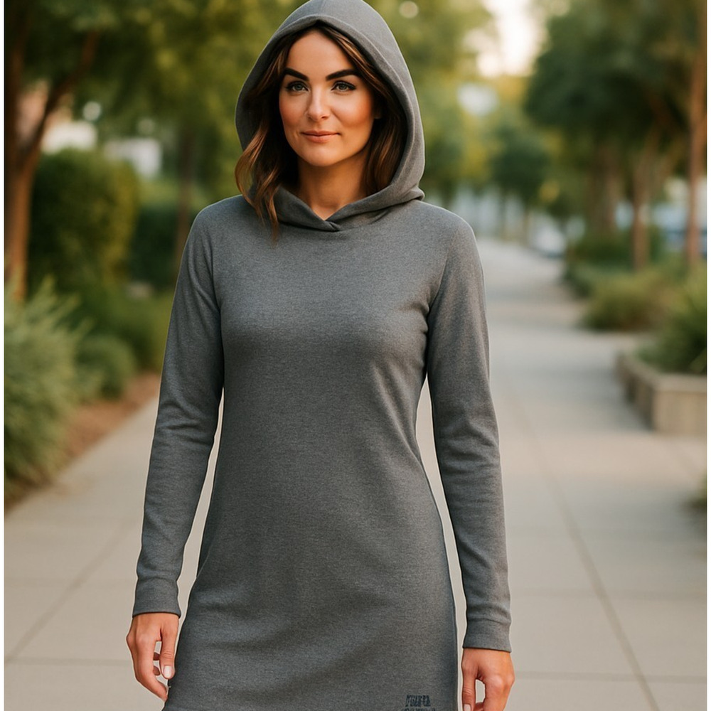 The North Face Shirt Mini Dress Women M Gray Flash Dry Hoodie Active Athleisure